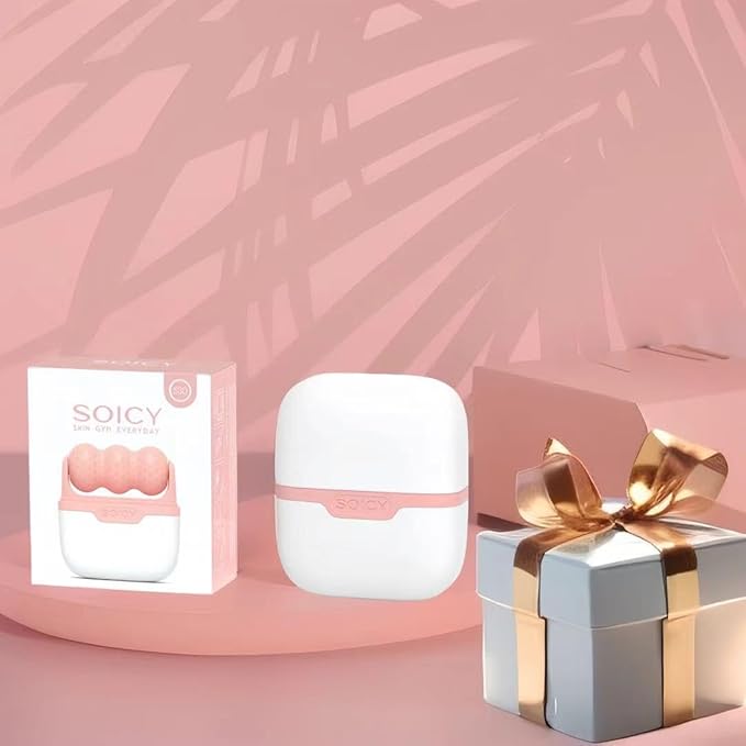 Ice Roller for Face with Gua Sha, Travel ice Roller Cold Therapy Tools, Cold Facial Ice Roller Massager for Eye Puffiness, Migraine, TMJ Pain Relief & Minor Injury (Pink)-GlimoraGlow