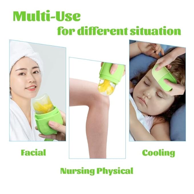 Ice Roller for Face and Eye - Upgraded Facial Beauty Roller, Skin Care Tool, Gua Sha Massage, Silicone Mold for Beauty (Green)-GlimoraGlow