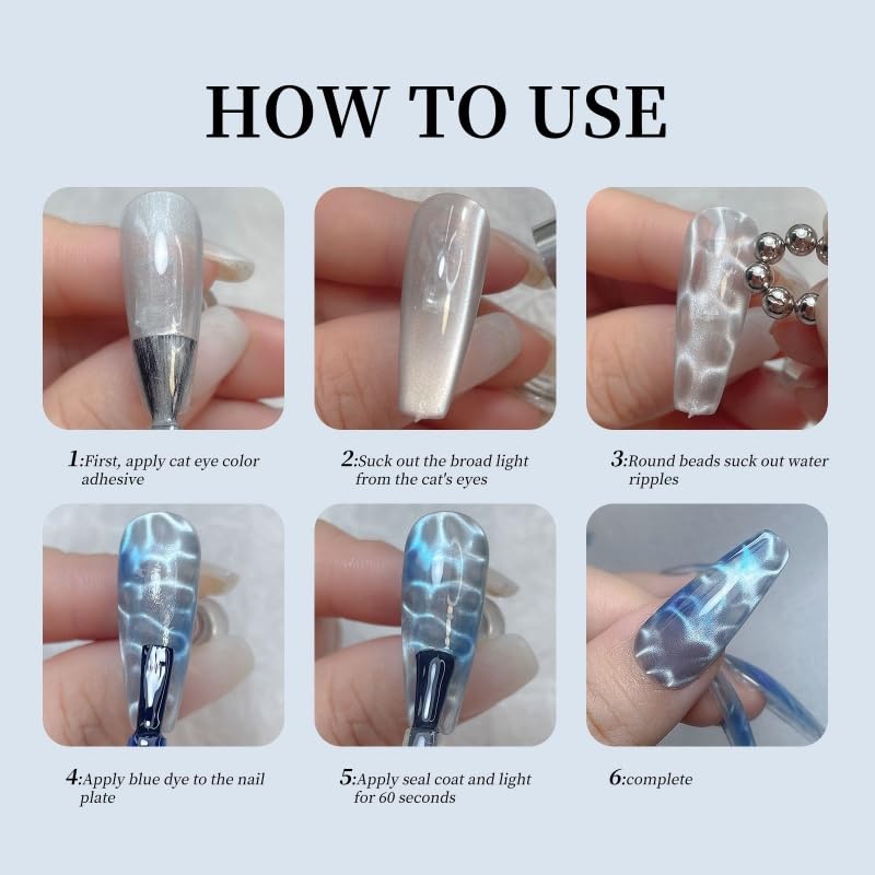 10Pcs Round Cat Eye Magnet Beads for Nails – Strong Magnetic Beads for Cat Eye Gel Polish, Water Ripple Nail Art Tool Set-GlimoraGlow