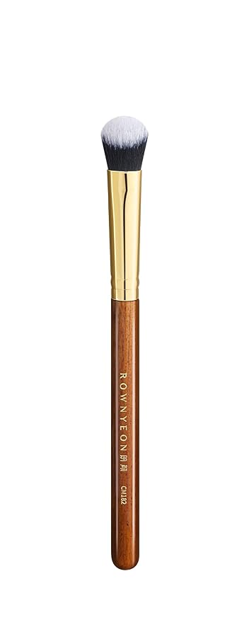 Desert Oak Series Precision Angled Dome Highlight Brush - Small Nylon Bristles for Targeted Cream/Liquid Highlighter, Under-Eye, Nose Bridge & Detail Work, Bubinga Handle & Brass Ferrule (CM 182)-GlimoraGlow