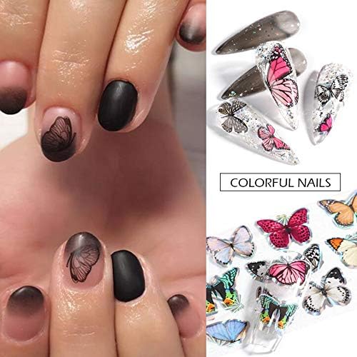 10 Sheets Butterfly Nail Art Foil Transfer Stickers - Holographic Nail Stickers Decals for DIY Starry Sky Manicure-GlimoraGlow