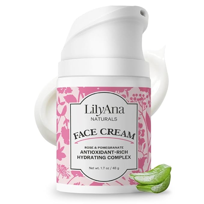LilyAna Naturals Face and Neck Moisturizer for Women and Men - Moisturizer Face and Neck Cream for Dry Skin and Dark Spot Brightening - Rose and Pomegranate Extracts - 1.7oz-GlimoraGlow