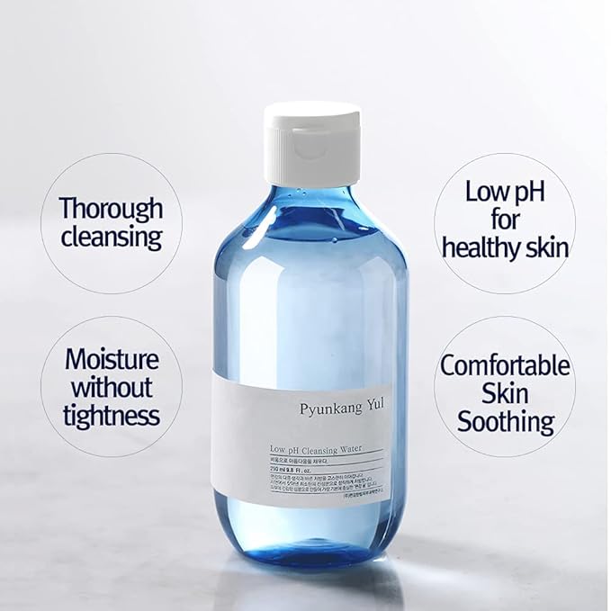 Pyunkang Yul PKY Low pH Cleansing Water Makeup Remover Face Cleanser with Witch Hazel and AHA - Cica, Tea Tree Extract Natural Ingredients Ceramide Micellar Water 9.8 Fl Oz-GlimoraGlow