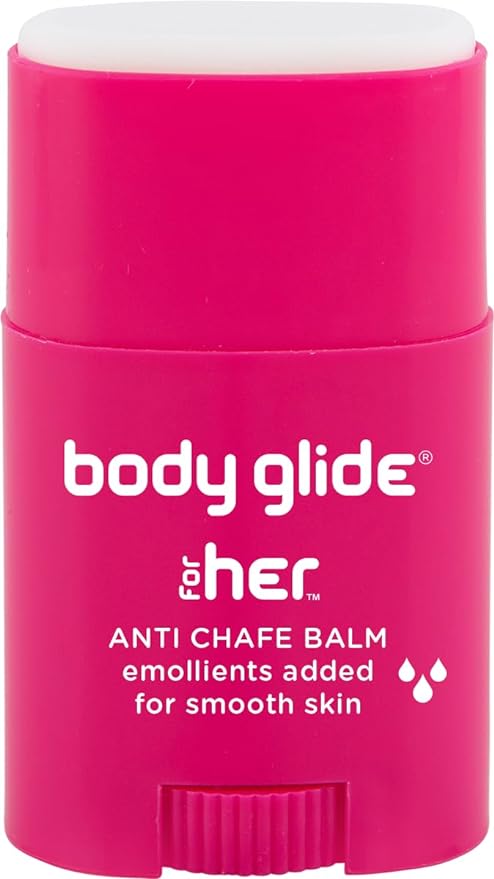 Body Glide For Her Anti Chafe Balm | Chafing stick with added emollients | Great for dry, sensitive skin and/or sensitive areas | Use on chest, bra, butt, groin, arm, and thigh chafing | 0.8oz-GlimoraGlow