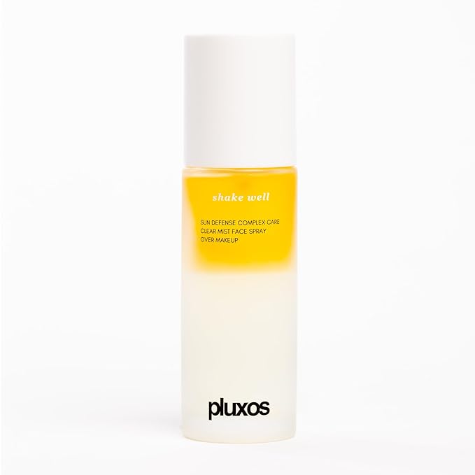 | PLUXOS 47 | SUNSCREEN + SKINCARE SPF 47 FACE MIST SPRAY (Unscented) | SUN DEFENSE COMPLEX CARE | Apply Over Makeup, Broad Spectrum, Clear, Light, Vegan, Hydrate, Fight Acne, Anti-Aging, Cell Repair-GlimoraGlow