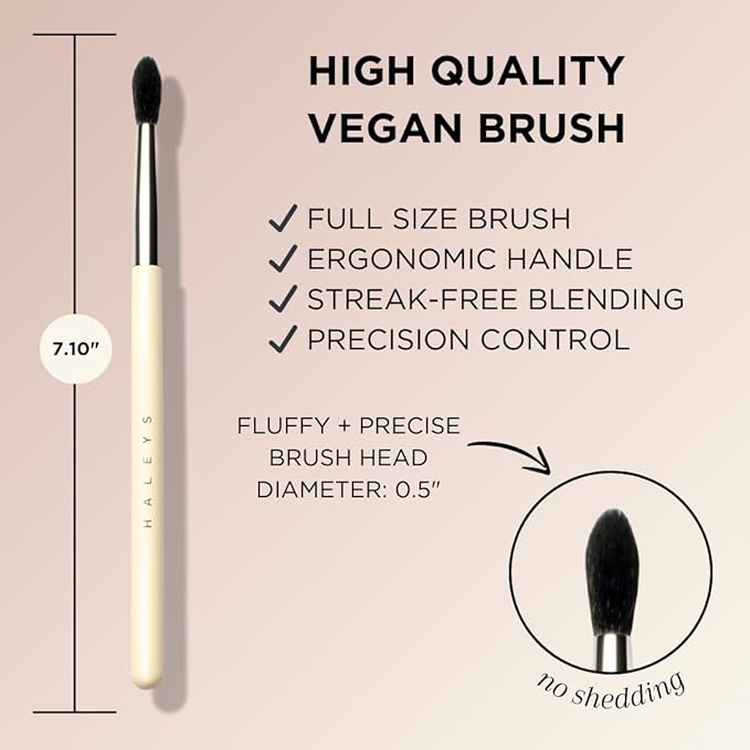 HALEYS Crease Eyeshadow Brush, Medium Fluffy Tapered Brush, Soft, Easy Blending Makeup Tool, Seamless, Multi-tasking Makeup Brush for Cream and Powder, High-end Synthetic Bristles, Vegan + CF-GlimoraGlow
