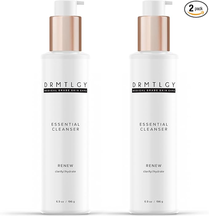 DRMTLGY Essential Facial Cleanser - Gentle Face Cleanser and Face Wash for Women and Men with Anti-Aging Peptides & Hyaluronic Acid. 6.9 fl oz, 2 Pack-GlimoraGlow