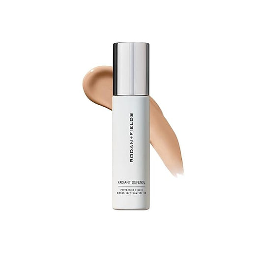 Rodan and Fields Radiant Defense Perfecting Liquid SPF 30 - Cream | 50 mL | 4-in-1 Makeup & Skin Care Beauty Solution | Sunscreen | Face Moisturizer | Light Skincare Foundation | Sunscreen for Face-GlimoraGlow