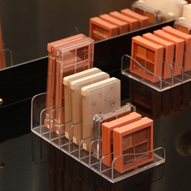 1 Piece 8-Section Acrylic Eyeshadow Organizer Cosmetic Makeup Palette Organizer Divided Makeup Organizer Eyeshadow Contour Blush Holder for Eyeshadow Palettes Blush Face Powder, Clear-GlimoraGlow