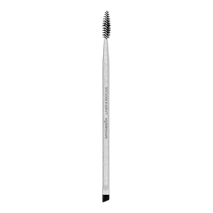 Mirabella Liner & Brow Duo Brush, Premium Professional Makeup Brush Collection, Cruelty-Free Synthetic Bristle Brush, Hand-Sculpted Brushed Aluminum Handle, Luxury Blending Brush for Makeup-GlimoraGlow