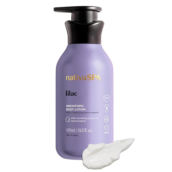 Nativa SPA by O Boticário, Lilac Smoothing Body Lotion with Nourishing Quinoa Oil + BioRetinol, Fragranced Skin Moisturizer, 13.5 Ounce-GlimoraGlow