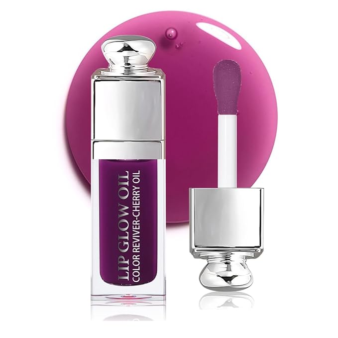 Hydrating Lip Glow Oil, Moisturizing Plumper Lip Gloss, Transparent Plumping Balm, Tinted Balm Care 0.2 OZ - 006 BERRY-GlimoraGlow