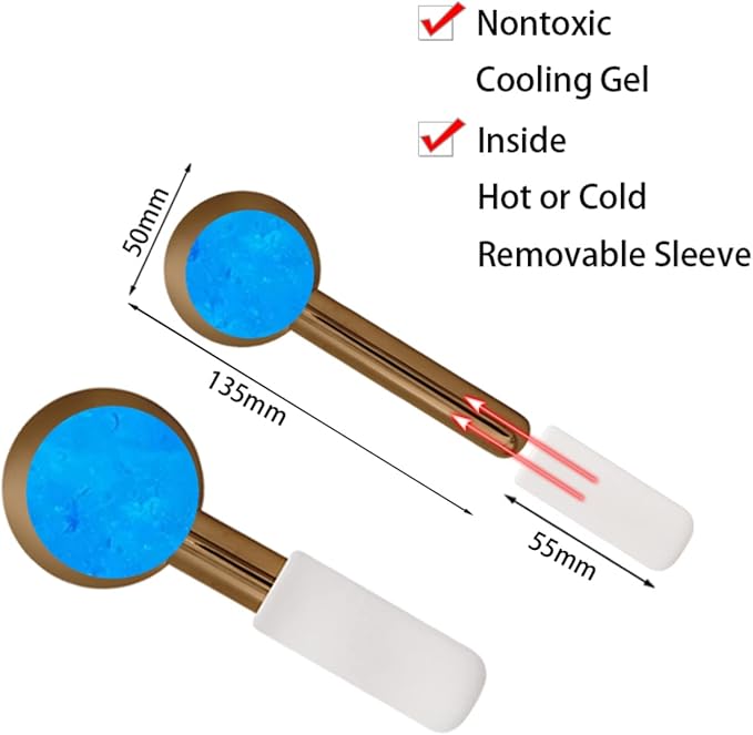 Globes for Facials, Cooling Roller for Face, Cryo Sticks Massager for Face Neck & Eyes, Cold Roller Skin Care for face Puffiness, Dark Circles, Wrinkles, Collagen Production (Gold)-GlimoraGlow