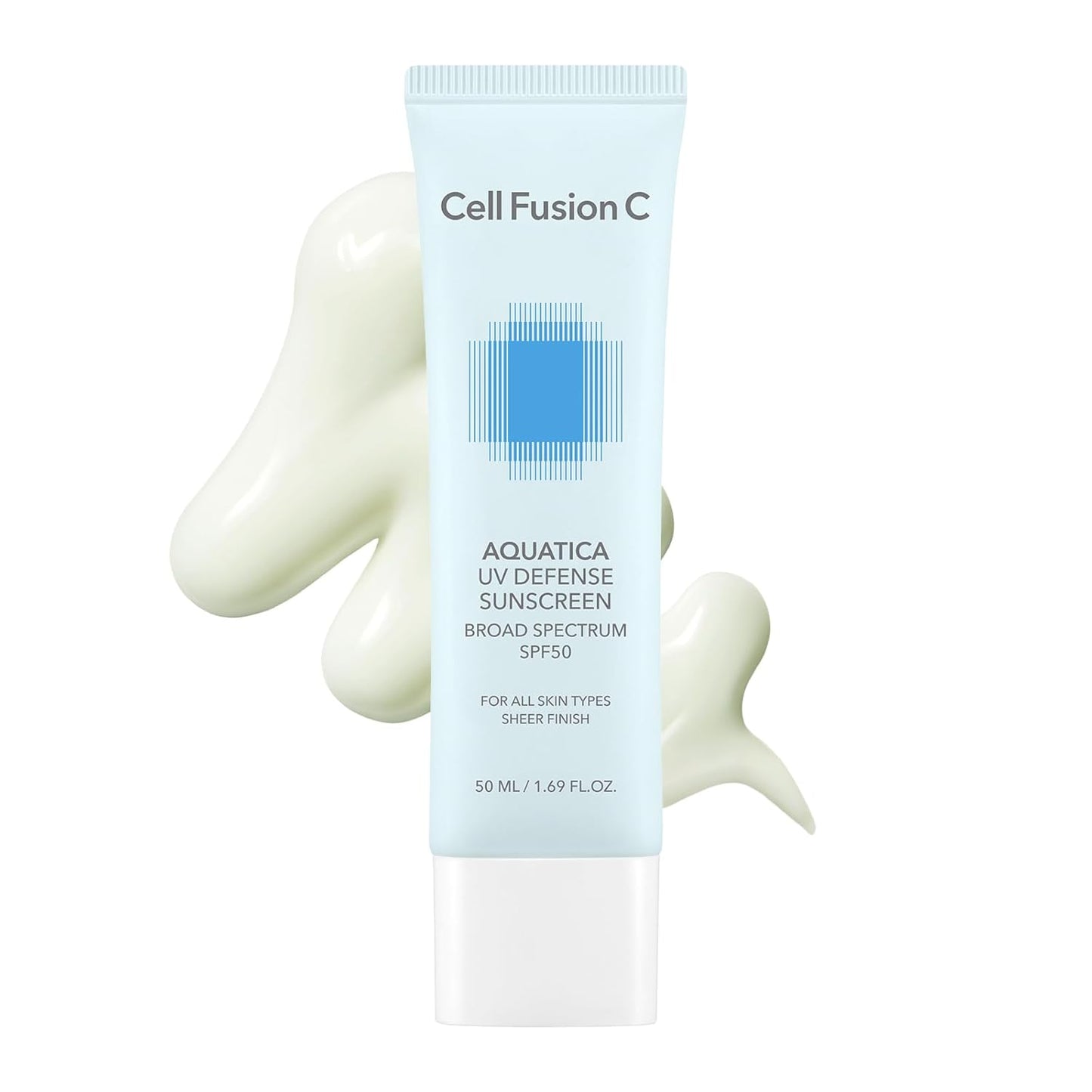 Cell Fusion C Aquatica UV Defense Face Sunscreen SPF 50, No White Cast, Hydrating SPF Moisturizer with PDRN, 50ml / 1.69 fl.oz-GlimoraGlow