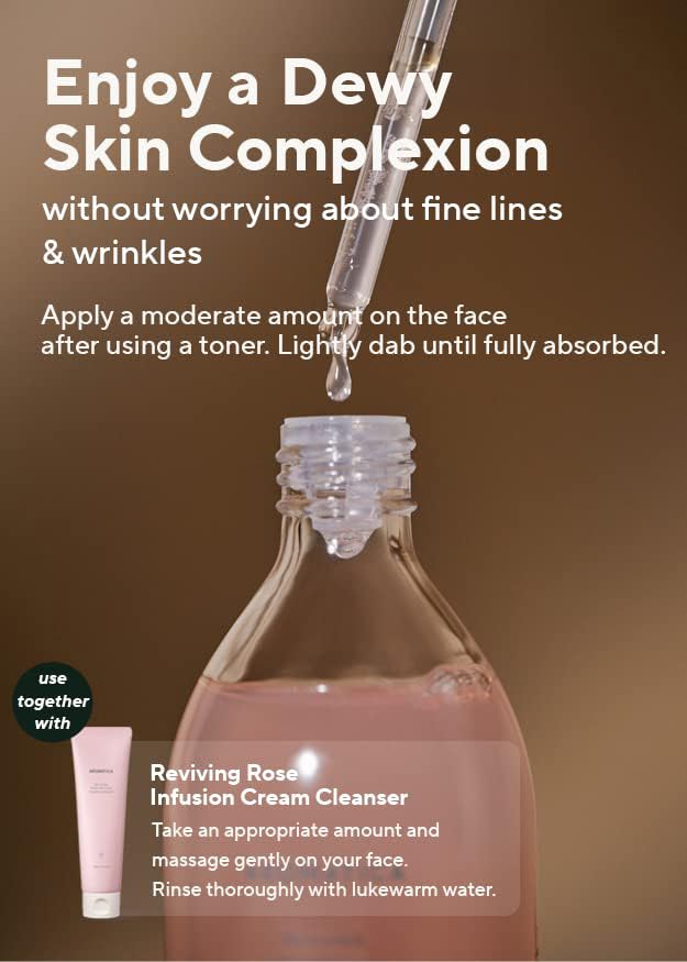 AROMATICA Reviving Rose Infusion Serum 3.38oz / 100ml, Vegan, Rejuvenating Hydration Serum, Vitality Serum for dry skin | with Damask Rose Water and Rose Oil-GlimoraGlow