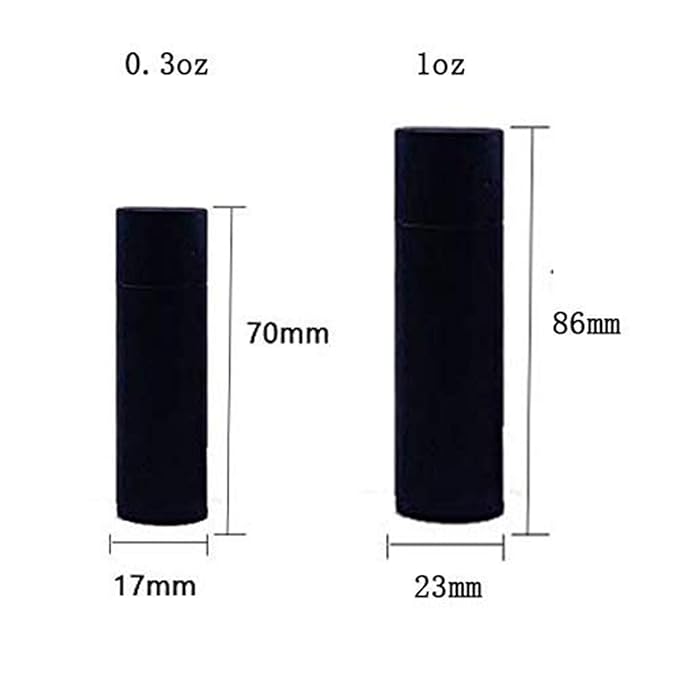 10 Pcs 1 Oz Paperboard Lip Balm Tubes Cardboard Krafts Paper Lipstick Tube Empty Lip Gloss Container Refillable Paper Round Solid Perfume Tube Chapstick Tube DIY Cosmetic Deodorant (Black)-GlimoraGlow
