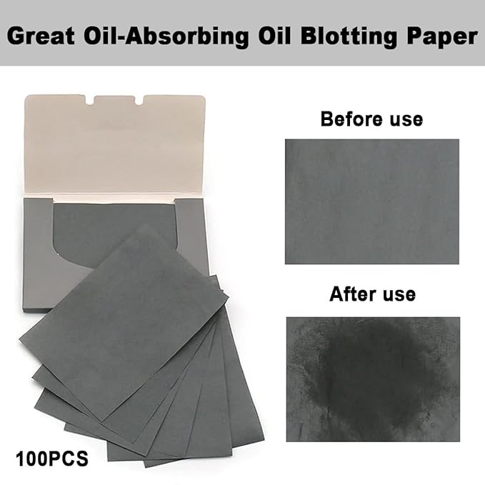 103 PCS Volcanic Roller Oily Skin Oil Control On The Go Volcanic Face Roller Oil Absorbing Volcanic Roller with Oil Blotting Sheet Paper for Oily Skin Care Oil Control Film Tissues (Type2)-GlimoraGlow