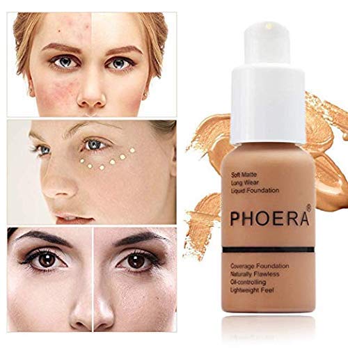2 Pack PHOERA Foundation, Flawless Soft Matte Liquid Foundation Makeup for Women..PHOERA Foundation101# Porcelain and 102# Nude-GlimoraGlow