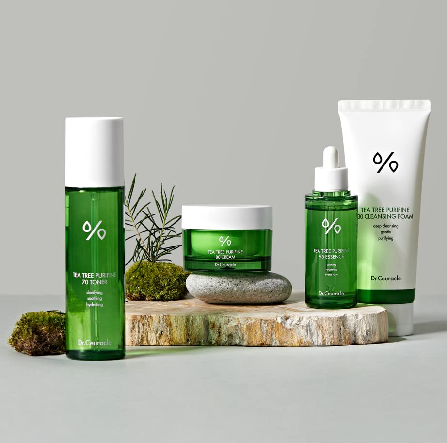 Dr.Ceuracle by leegeehaam Tea Tree Purifine Cleansing Foam (150ml / 5.07 fl. oz.) - Gel to Foam Mild Soothing Daily Cleanser with Fine Bubbles, Sebum Reducing and Hydrating for Sensitive Skin-GlimoraGlow