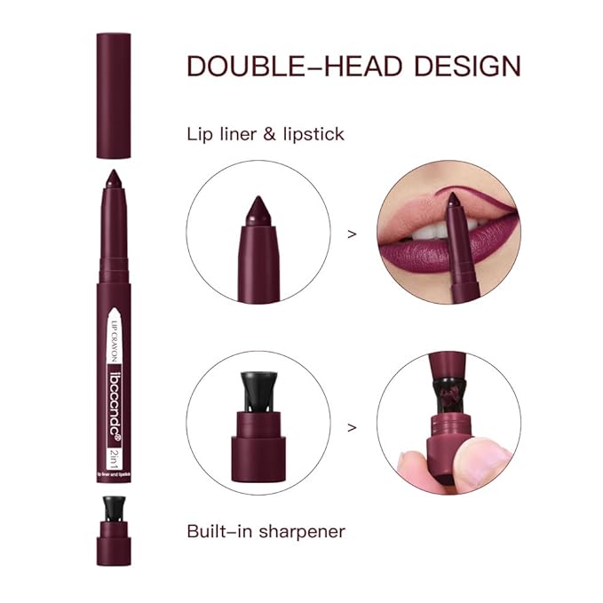 ibcccndc 6PCS Lip Liner and Lipstick Set - High Pigmented Creamy Matte Lip Liner Pencil Set for Girls and Women, Lip Makeup Gift Sets - Includes Nude and Red Lip Liners, Waterproof Formula (A)-GlimoraGlow