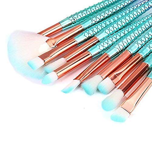 Funfunman Makeup Brushes 11PCS Make Up Foundation Eyebrow Eyeliner Blush Cosmetic Concealer Brushes(Mermaid Colorful)-GlimoraGlow