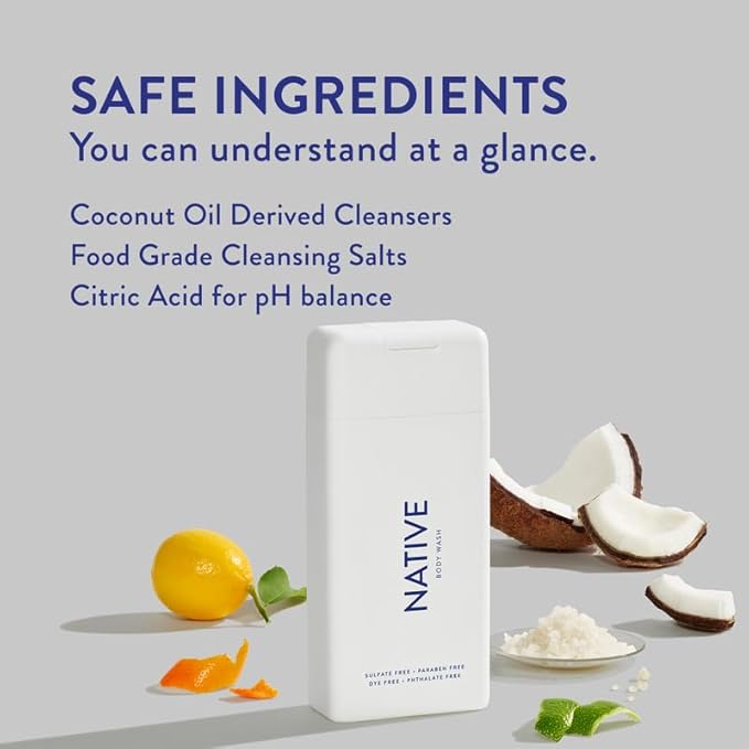 Native Body Wash Contains Naturally Derived Ingredients | for Women & Men, Sulfate, Paraben, & Dye Free Leaving Skin Soft & Hydrated |Coconut & Vanilla, Lavender Rose, & Cucumber Mint, 18 oz Pack of 3-GlimoraGlow
