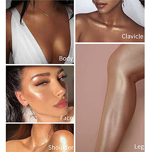 2 Pack Body Luminizer, High Gloss Waterproof Body Luminizer Glitter Face Shimmer Moisturizer Lotion Tan Cream Foundation Makeup Bronzer(101 Rose Gold)-GlimoraGlow
