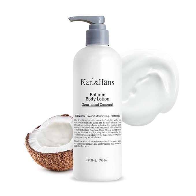 Karl&Hans Botanic Vegan Body Lotion Gourmand Coconut, Long-lasting Hydration with Soothing Coconut Fragrance - For Hands and Body, 13.2 fl oz-GlimoraGlow