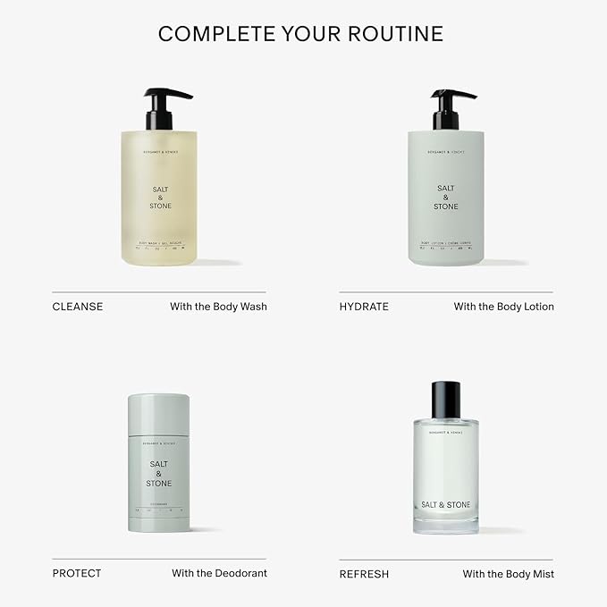 Salt & Stone Body Wash with Antioxidants for Deep Moisture | For Women & Men, Sulfate, Paraben, & Dye Free, Leaving Skin Soft and Hydrated | Bergamot & Hinoki 32 fl oz-GlimoraGlow