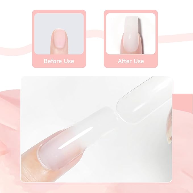 JEWHITENY Poly Nail Gel Set Clear Pink White Neutral Classic Color Poly Extension Gel With Base and Top Coat Slip Solution French Manicure for Home DIY Need U V Lamp Curing-GlimoraGlow