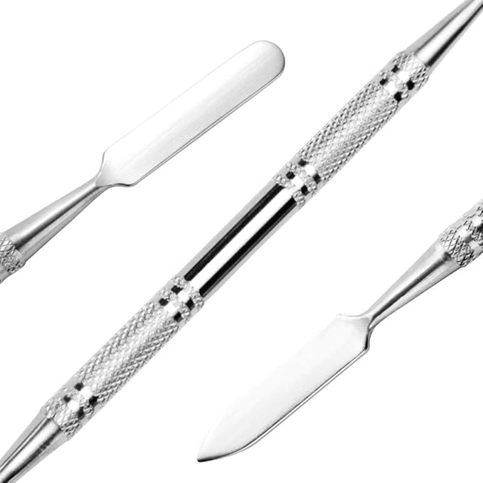 2 Pack Professional Makeup Palette, 2 Types Pro Lady Stainless Steel Cosmetic Artist Spatula with Spatula Tool for Mixing Foundation by ACKLLR, Silver-GlimoraGlow