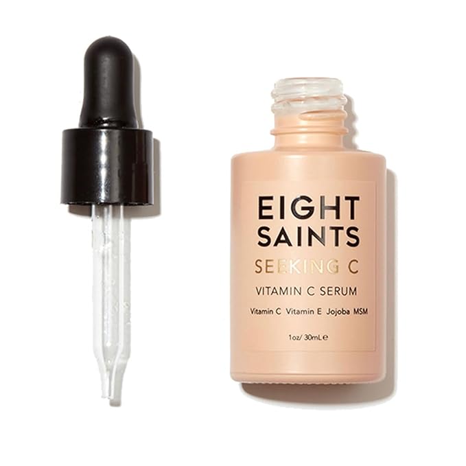 Eight Saints Vitamin C Serum For Face, Anti Aging Facial Serum, Hyaluronic Acid, Vitamin E, Organic Aloe Vera and Jojoba Oil, Hydrating & Brightening Serum for Dark Spots, Fine Lines and Wrinkles, 1oz-GlimoraGlow