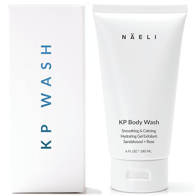 NAELI Keratosis Pilaris & Acne Exfoliating Body Wash Cleanser with 14% Glycolic & Salicylic Acid - Natural KP Bump Eraser & Strawberry Legs Treatment, Back & Butt Acne - Smooths & Hydrates, 6 oz-GlimoraGlow