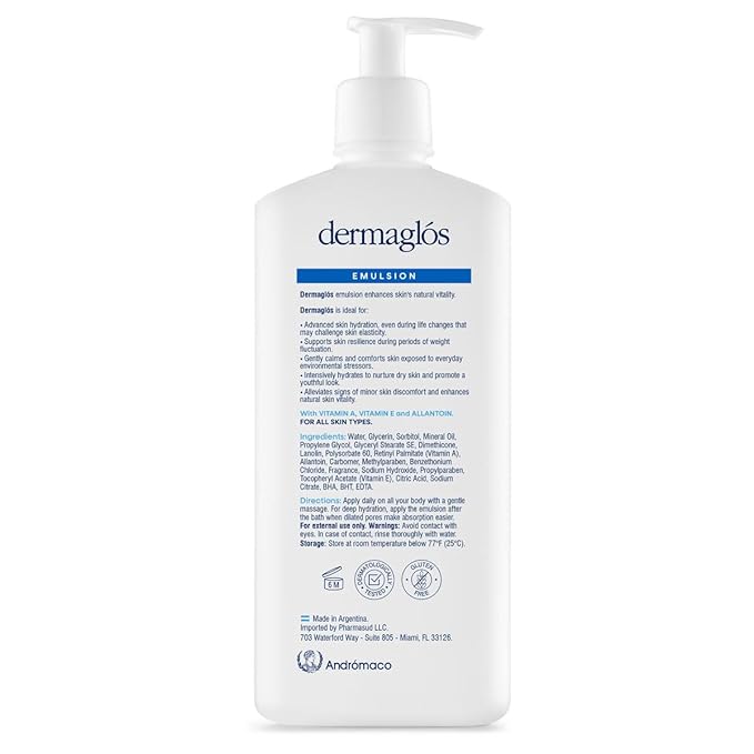 Dermaglos Moisturizing Body Lotion for Dry Skin with Extra Vitamin A, Vitamin E & Allantoin | Regenerating Lightweight Moisturizer for Stretch Marks, Tattoos Aftercare, Scars & Wrinkles | 13.52 Fl Oz-GlimoraGlow
