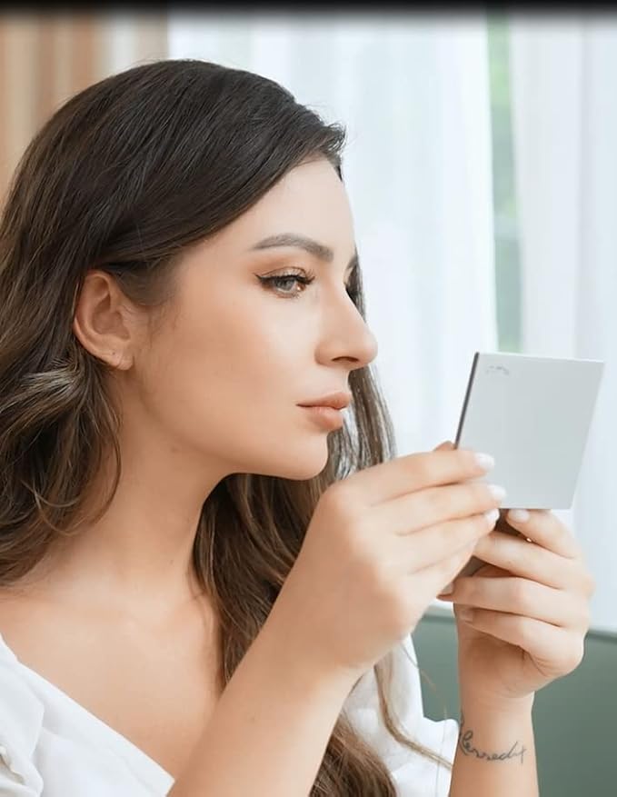 Makeup Mirror with Facial Oil Blotting Paper Sheets – 100 Counts, Silver Compact Folding Cosmetic Travel Mirror Pack (Rose)-GlimoraGlow