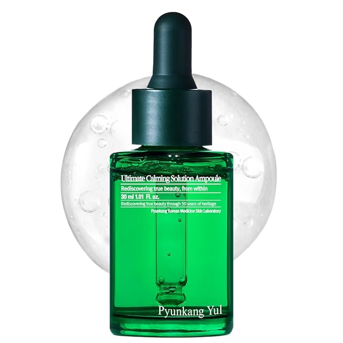 Pyunkang Yul PKY Ultimate Calming Solution Ampoule for Sensitive Skin with Patented Ingredients, Serum Intensely Calms & Soothes Redness with Cica & Tea Tree, Korean Skincare (1.01 Fl. Oz, 30ml)-GlimoraGlow