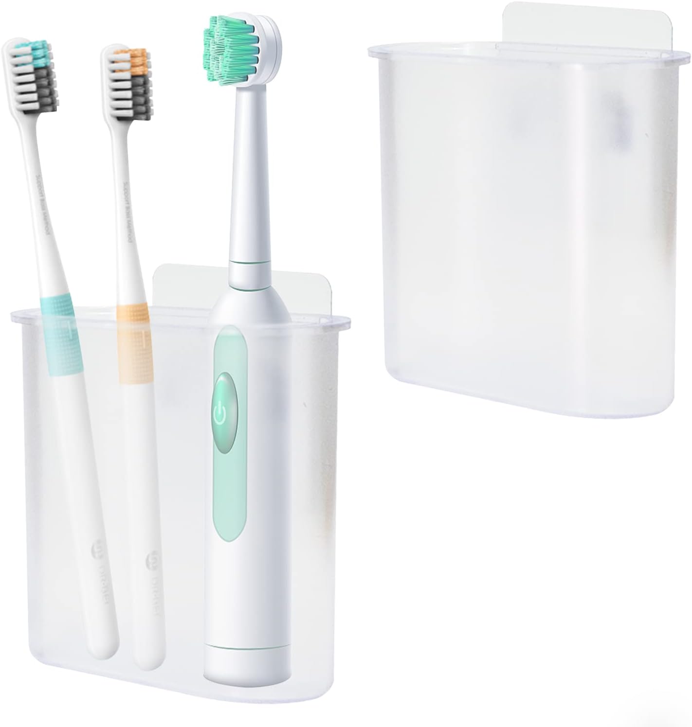 2 Packs Toothbrush Holders Wall Mounted, Self Adhesive Tooth Brush Holder for Bathroom Electric Toothbrush Toothpaste Razor Holder Bathroom Accessories(Clear)-GlimoraGlow