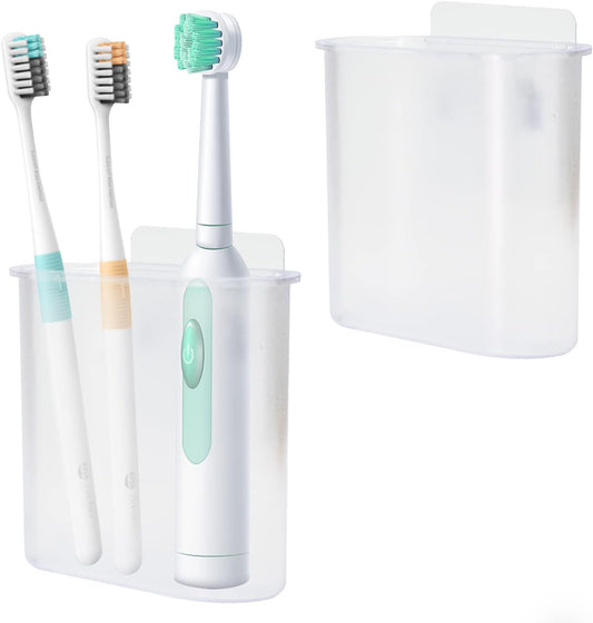 2 Packs Toothbrush Holders Wall Mounted, Self Adhesive Tooth Brush Holder for Bathroom Electric Toothbrush Toothpaste Razor Holder Bathroom Accessories(Clear)-GlimoraGlow