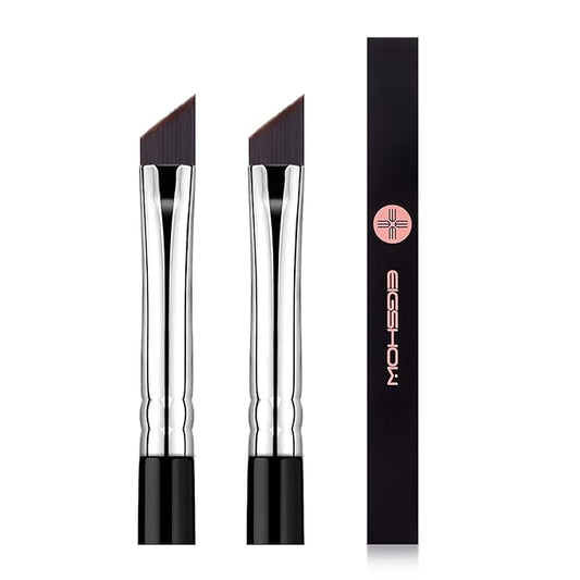 Eyeliner Brush Fine Angled - PRO Precision Gel Eye Liner Makeup Brush -Ultra Thin Slanted Flat Angle - Premium Cruelty Free Synthetic Bristles (E835 2piece)-GlimoraGlow