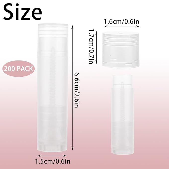 200PCS Lip Balm Tubes with Caps, Clear Lip Balm Tubes Empty Chapstick Tubes Empty Bulk for DIY Lipstick Homemade 3/16 Oz (5.5 ml)-GlimoraGlow