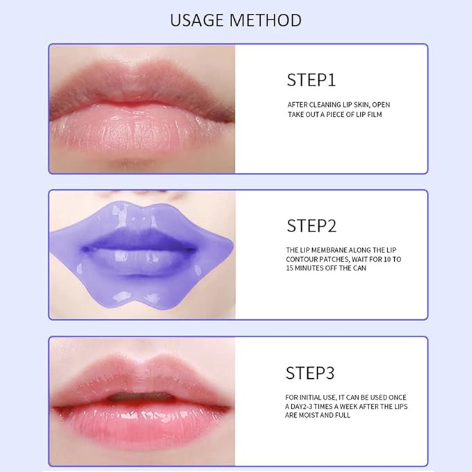 20Pcs Moisturizing Lip Mask, Lip Sleep Mask Reduces Lip Lines and Restores Moisture, Lip Mask Effectively Nourishes the Lip Skin, Gel Treatment Lip Masks Plumping Lips Mask Lip Care Products (Purple)-GlimoraGlow