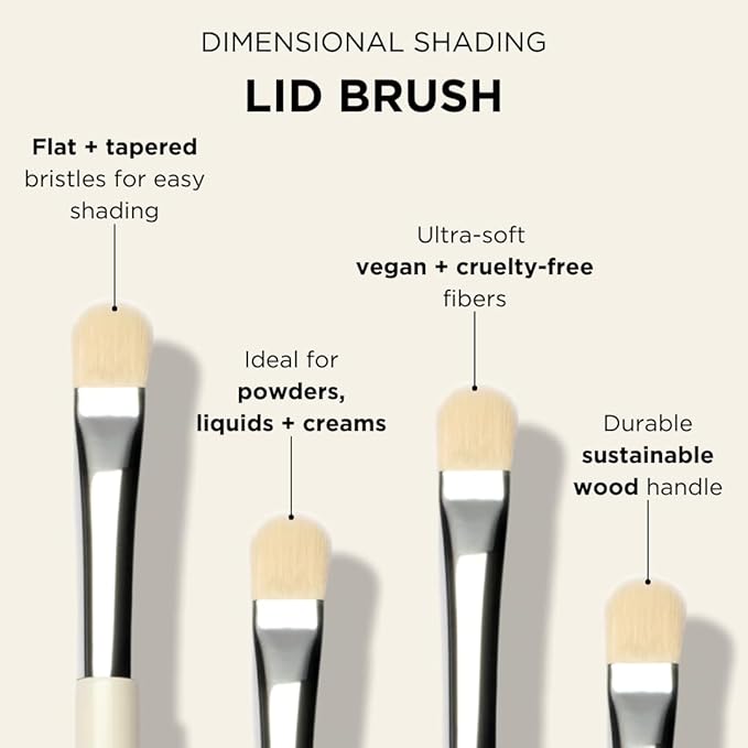 HALEYS Lid Eyeshadow Brush, Medium Flat Tapered Brush, Easy Blending and Shading for Building Eyeshadow Color, High-end Synthetic Bristles, Multi-tasking, for Cream and Powder Makeup, Vegan + CF-GlimoraGlow