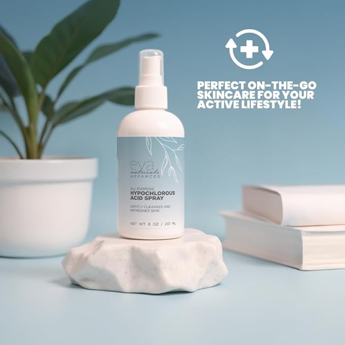 Hypochlorous Acid Spray for Face, Skin, and Body – 0.018% HOCl Facial Mist Toner, Hydrating Cleanser for Acne, Eczema, Rosacea, Eyelids, Pets, Workout, Baby, Back, Redness, Sensitive Care Spray-GlimoraGlow