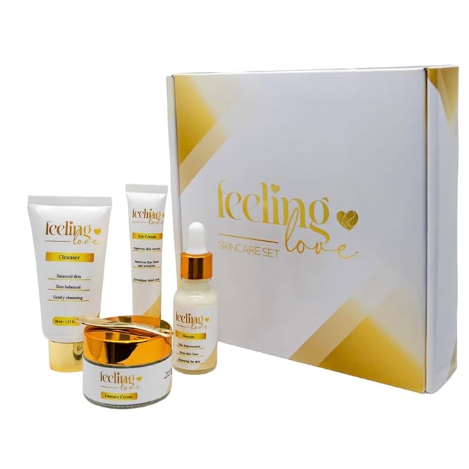 Introducing our exclusive Skincare Set: Cleanser, Serum, Essence Cream, and Eye Cream - Experience the Ultimate 4-Step Natural Beauty Routine for Achieving Radiant, Glowing Skin.-GlimoraGlow