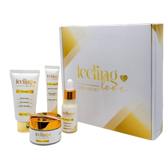 Introducing our exclusive Skincare Set: Cleanser, Serum, Essence Cream, and Eye Cream - Experience the Ultimate 4-Step Natural Beauty Routine for Achieving Radiant, Glowing Skin.-GlimoraGlow