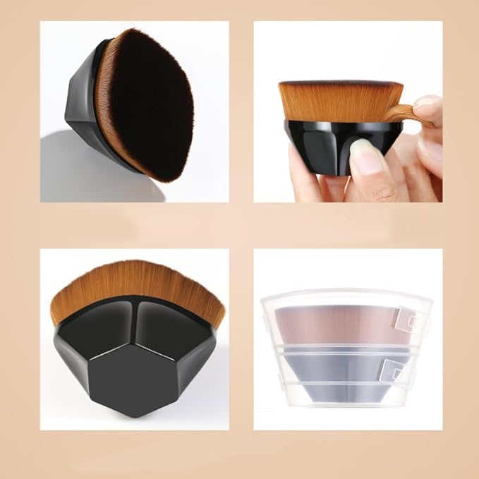 Foundation Makeup Brush Fast Flawless Application Blusher Liquid Cream Powder Cosmetic Body Blending Tool, Black-GlimoraGlow