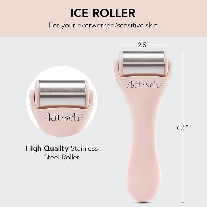 Kitsch Ice Roller for Face – Stainless Steel Face Ice Roller to Reduce Puffiness, Redness & Headaches – Cooling Facial Roller for Skin Care, Irritation Relief & Spa-Like Experience at Home - Pink-GlimoraGlow