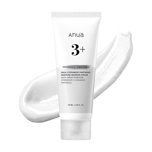 ANUA 3 Ceramide Panthenol Moisture Barrier Cream, Hydrating Face Moisturizer for Normal Skin, Panthenol, Ceramide, Centella for Skin Barrier Non Comedogenic, Korean Skincare (100ml/ 3.38 fl. oz.)-GlimoraGlow