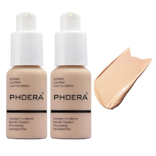 2 Pack PHOERA Foundation, Flawless Soft Matte Liquid Foundation Makeup for Women.(102# Nude)-GlimoraGlow