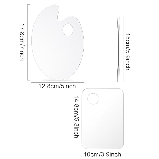 2 Pcs Acrylic Cosmetic Makeup Palette + 1 Pc Makeup Spatula, Makeup Mixing Tray Apply for Foundation Nail Art Beauty Salon Color Cream Liquid Mixing Art Palette-GlimoraGlow